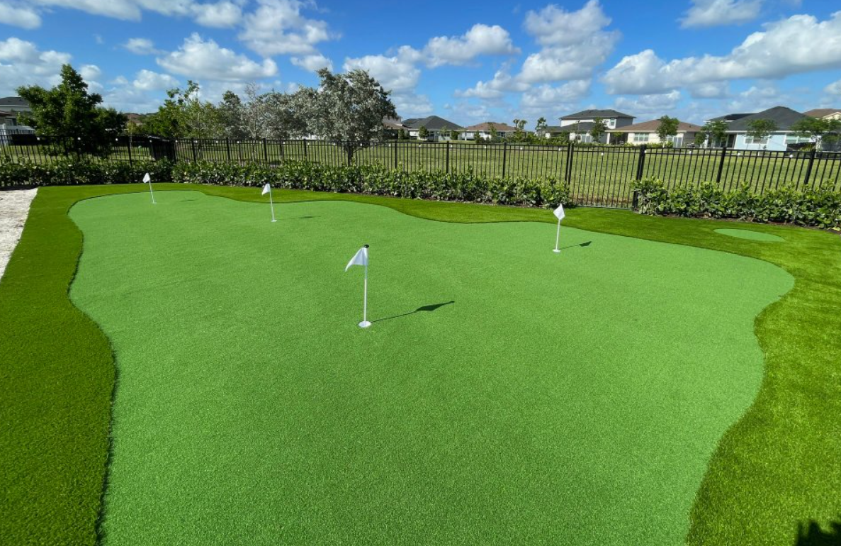 Backyard Golf Paradise with Custom Putting Green