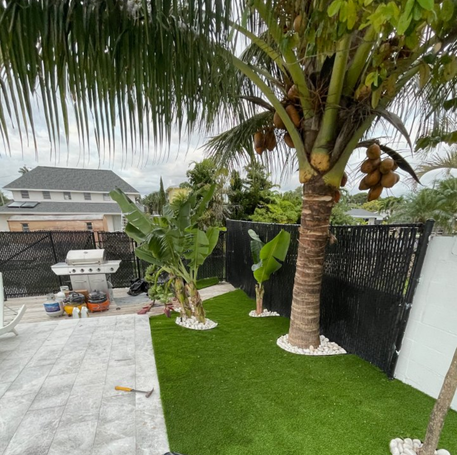 Modern Backyard with Deck & Turf Installation